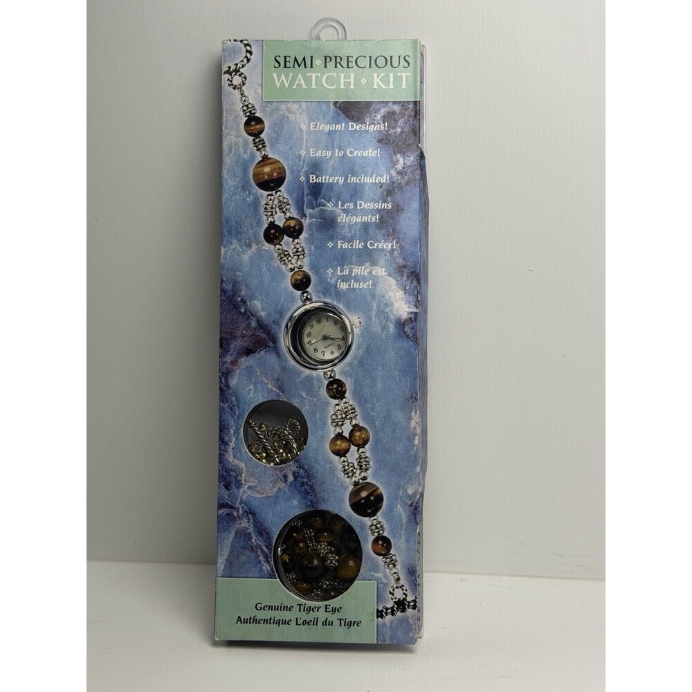 Semi-Precious Tiger Eye Beaded Quartz Watch DIY Kit NOS Sealed Parts